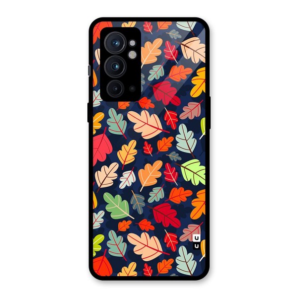 Colorful Leaves Beautiful Pattern Glass Back Case for OnePlus 9RT 5G