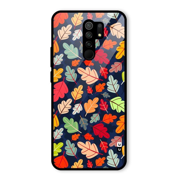 Colorful Leaves Beautiful Pattern Glass Back Case for Redmi 9 Prime