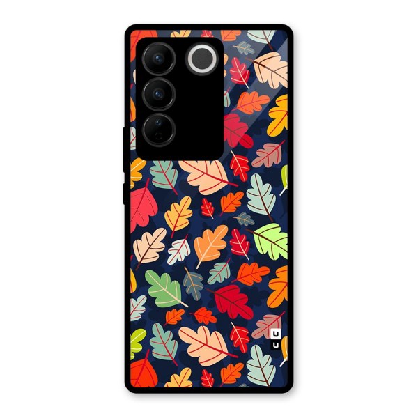 Colorful Leaves Beautiful Pattern Glass Back Case for Vivo V27