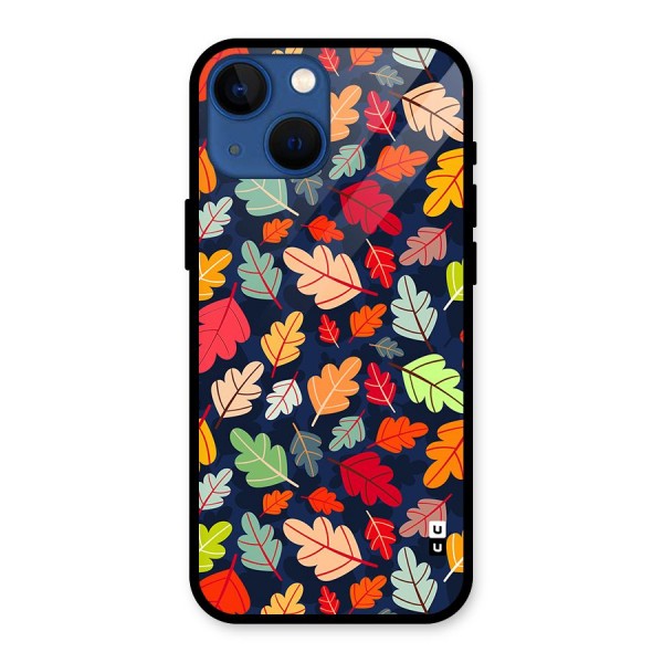 Colorful Leaves Beautiful Pattern Glass Back Case for iPhone 13 Mini