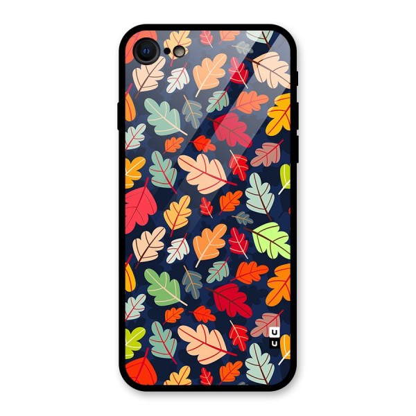 Colorful Leaves Beautiful Pattern Glass Back Case for iPhone SE 2020