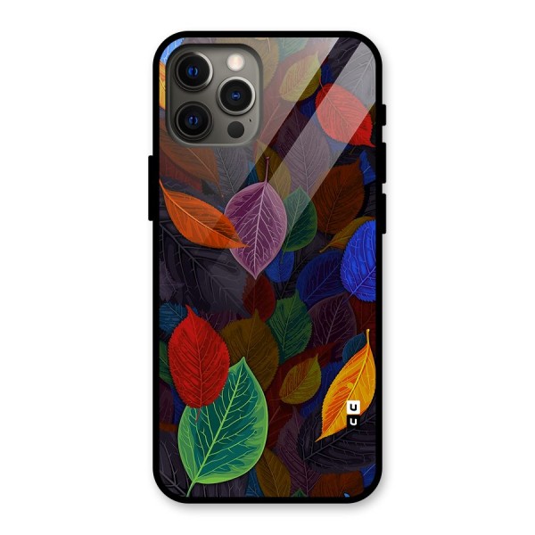 Colorful Leaves Pattern Glass Back Case for iPhone 12 Pro Max