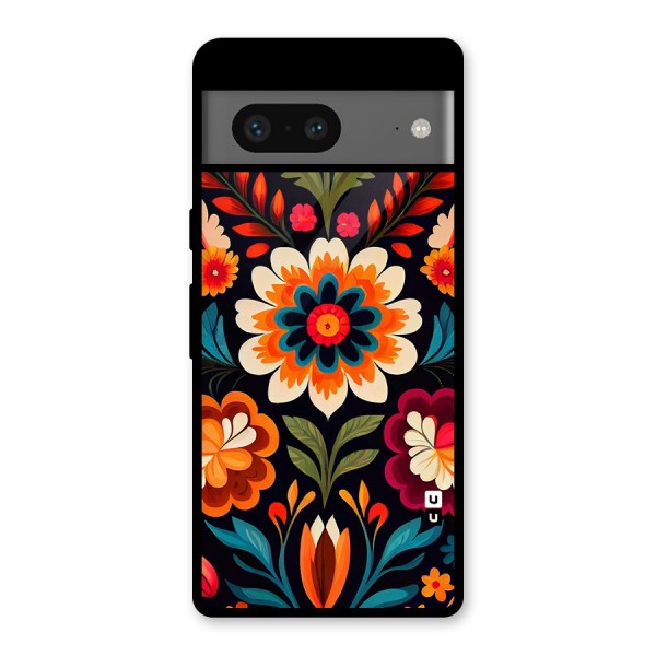 Colorful Mexican Floral Pattern Glass Back Case for Google Pixel 7