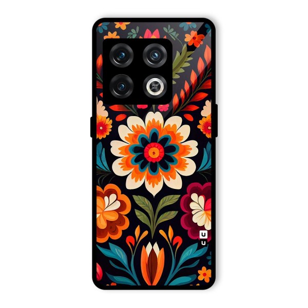 Colorful Mexican Floral Pattern Glass Back Case for OnePlus 10 Pro 5G