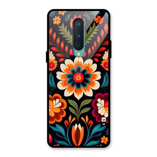 Colorful Mexican Floral Pattern Glass Back Case for OnePlus 8