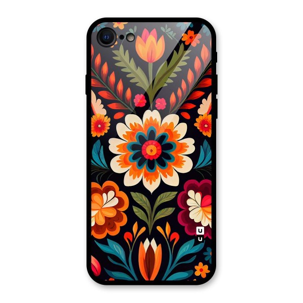 Colorful Mexican Floral Pattern Glass Back Case for iPhone 7