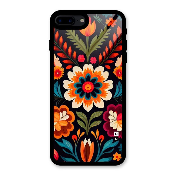 Colorful Mexican Floral Pattern Glass Back Case for iPhone 8 Plus
