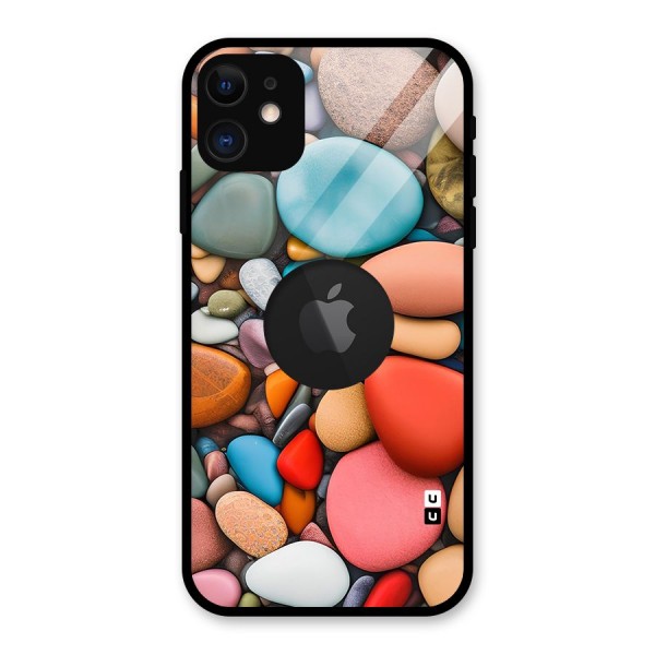 Colourful Stones Glass Back Case for iPhone 11 Logo Cut