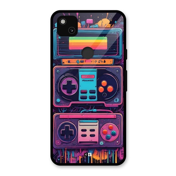 Comic Gaming Console Glass Back Case for Google Pixel 4a