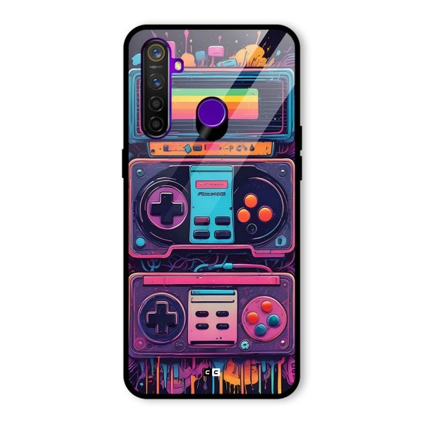 Comic Gaming Console Glass Back Case for Realme 5 Pro
