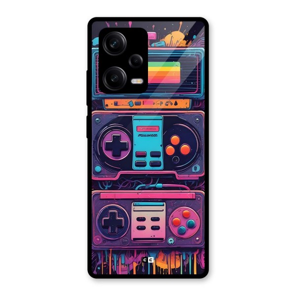 Comic Gaming Console Glass Back Case for Redmi Note 12 Pro