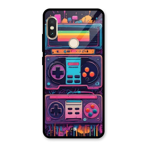 Comic Gaming Console Glass Back Case for Redmi Note 5 Pro