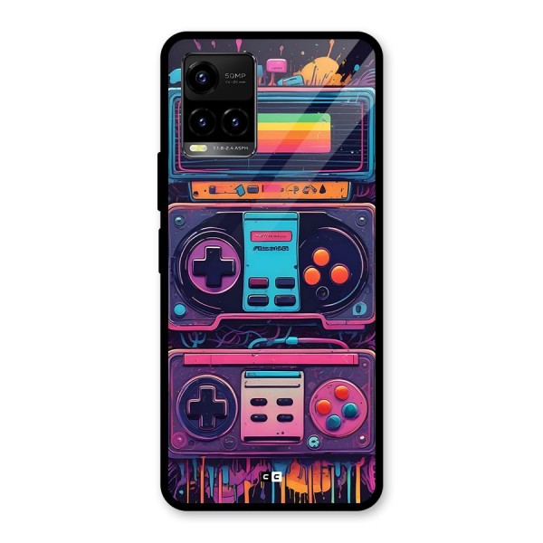 Comic Gaming Console Glass Back Case for Vivo Y33s
