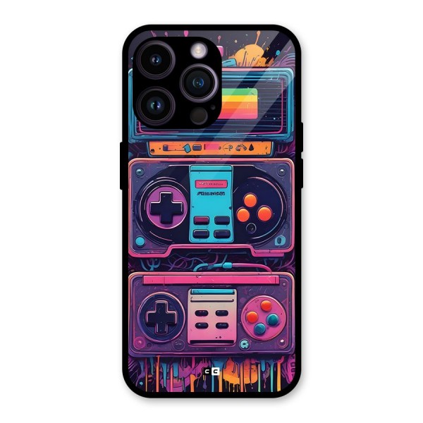 Comic Gaming Console Glass Back Case for iPhone 14 Pro Max