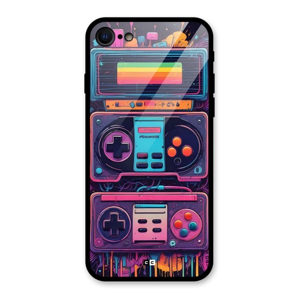 Comic Gaming Console Glass Back Case for iPhone SE 2022
