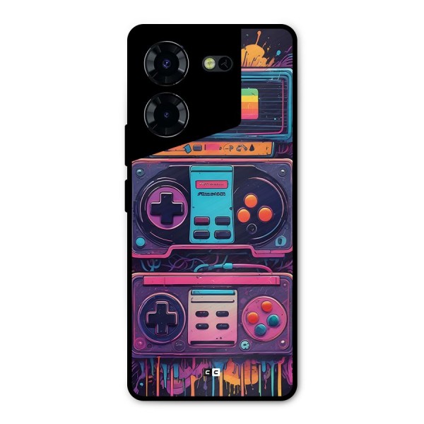 Comic Gaming Console Metal Back Case for Tecno Pova 5 Pro 5G