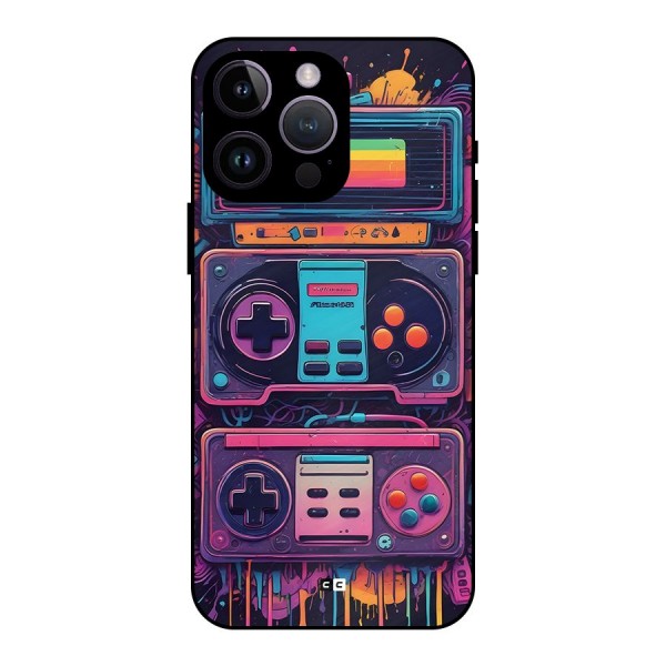Comic Gaming Console Metal Back Case for iPhone 14 Pro Max