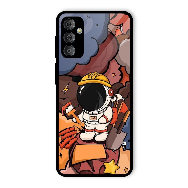 Comic Space Astronaut Glass Back Case for Galaxy F23
