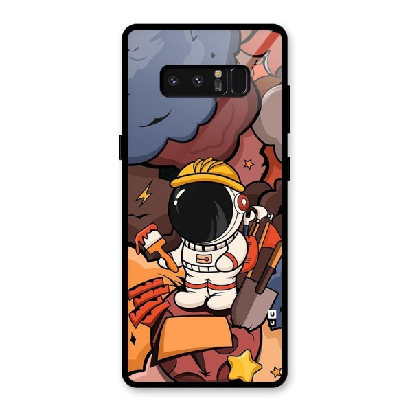 Comic Space Astronaut Glass Back Case for Galaxy Note 8