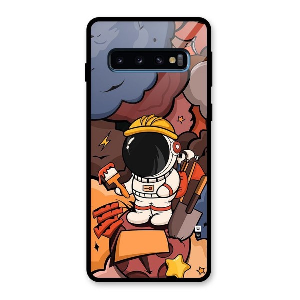 Comic Space Astronaut Glass Back Case for Galaxy S10