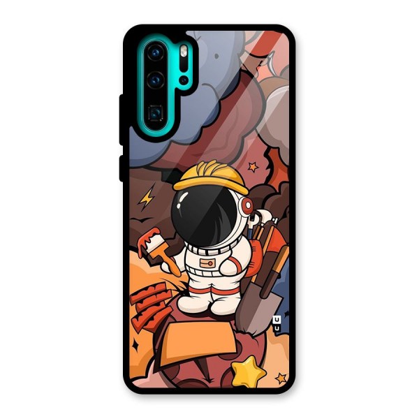 Comic Space Astronaut Glass Back Case for Huawei P30 Pro