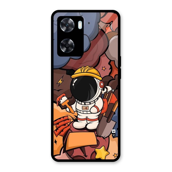 Comic Space Astronaut Glass Back Case for Oppo A77