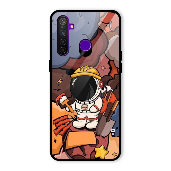 Comic Space Astronaut Glass Back Case for Realme 5 Pro