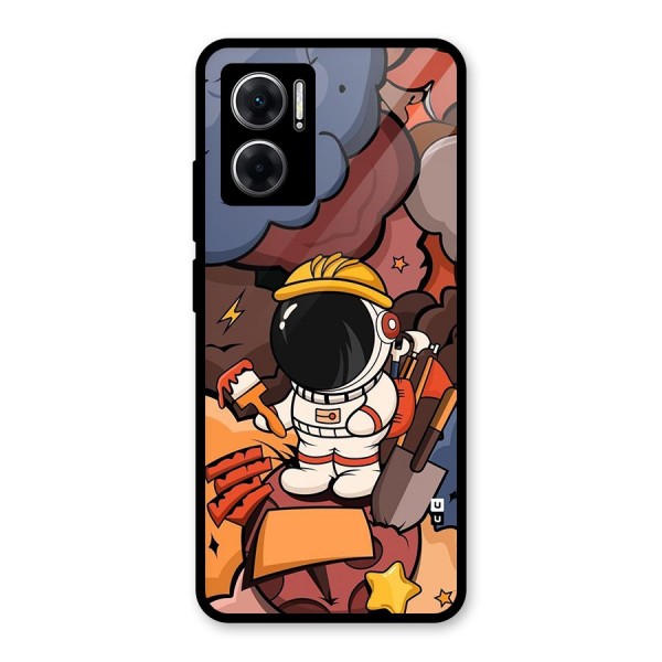 Comic Space Astronaut Glass Back Case for Redmi 11 Prime 5G