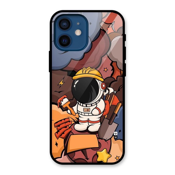 Comic Space Astronaut Glass Back Case for iPhone 12 Mini