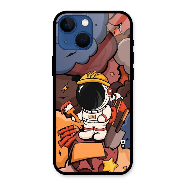 Comic Space Astronaut Glass Back Case for iPhone 13 Mini