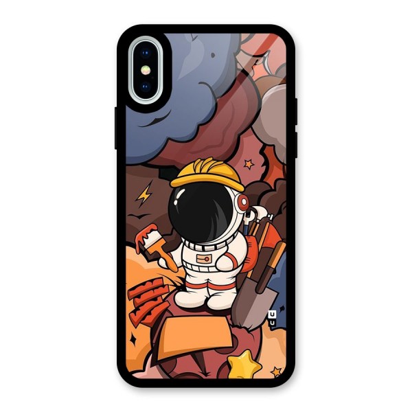 Comic Space Astronaut Glass Back Case for iPhone X