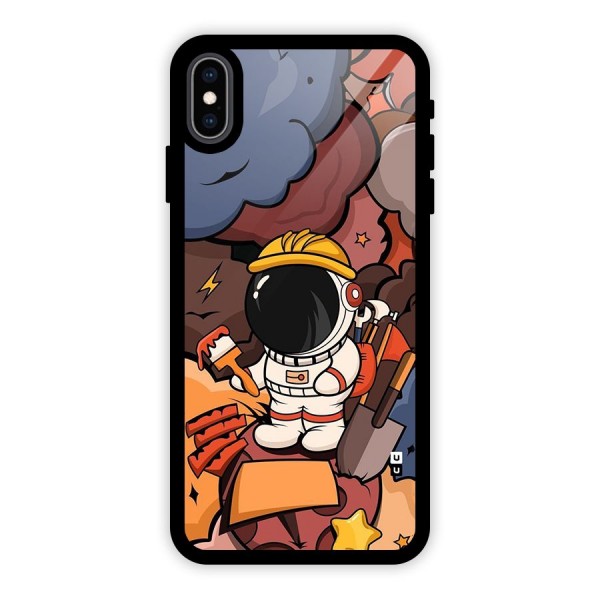 Comic Space Astronaut Glass Back Case for iPhone XS Max