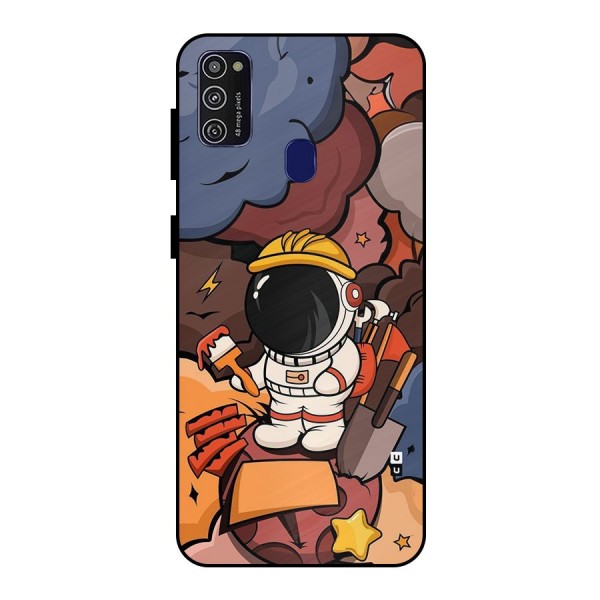 Comic Space Astronaut Metal Back Case for Galaxy M21