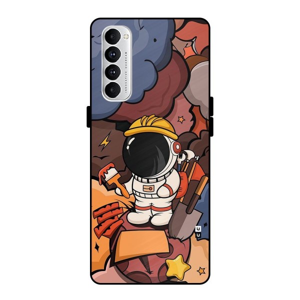 Comic Space Astronaut Metal Back Case for Oppo Reno4 Pro