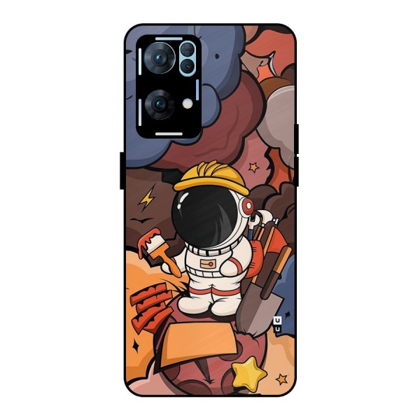 Comic Space Astronaut Metal Back Case for Oppo Reno7 Pro 5G