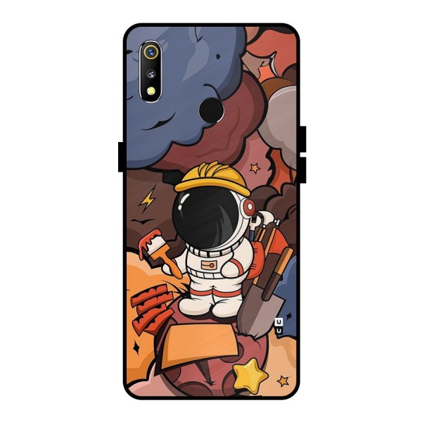Comic Space Astronaut Metal Back Case for Realme 3