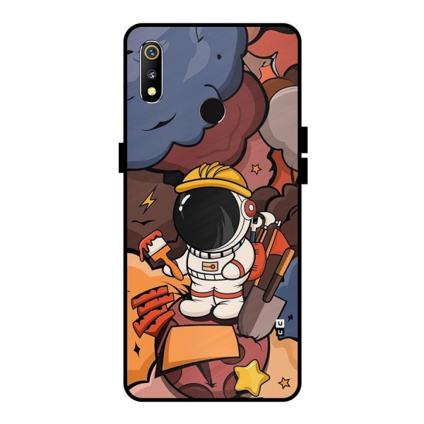 Comic Space Astronaut Metal Back Case for Realme 3i