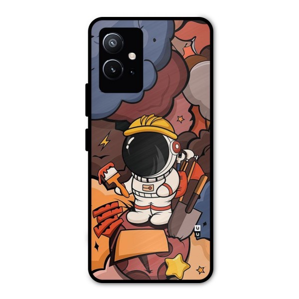 Comic Space Astronaut Metal Back Case for Vivo T1 5G