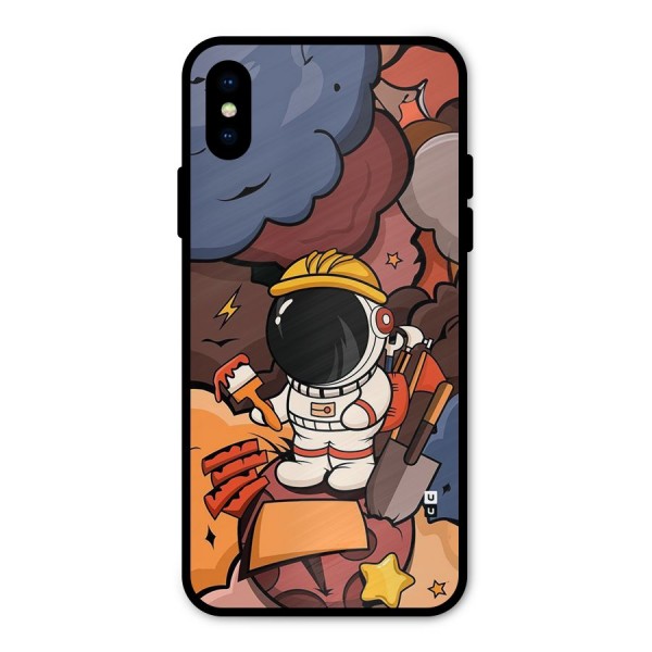 Comic Space Astronaut Metal Back Case for iPhone X