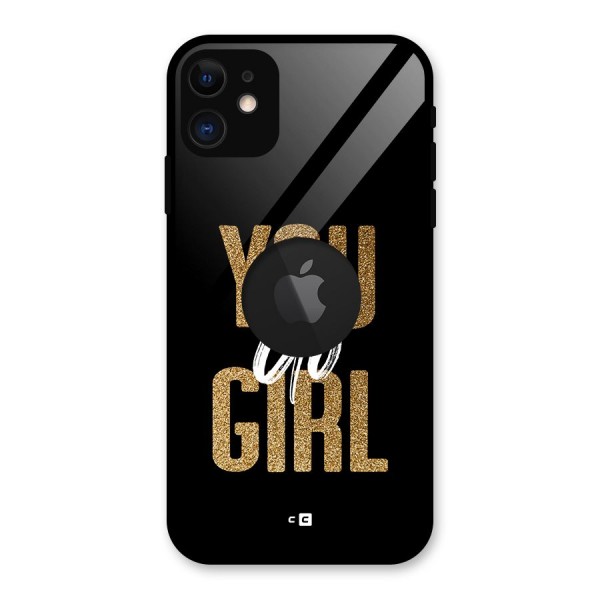 Confident Girl Glass Back Case for iPhone 11 Logo Cut