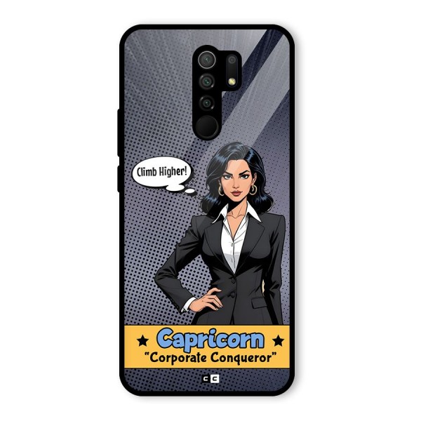 Conqueror Capricorn Glass Back Case for Redmi 9 Prime