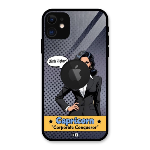 Conqueror Capricorn Glass Back Case for iPhone 11 Logo Cut