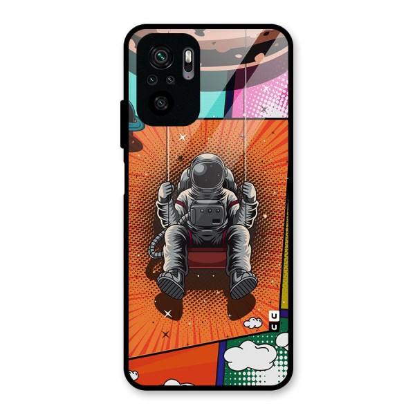 Cool Astraunaut Comic Swing Glass Back Case for Redmi Note 10S