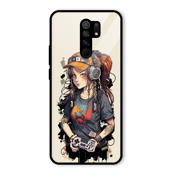 Cool Gamer Girl Glass Back Case for Redmi 9 Prime