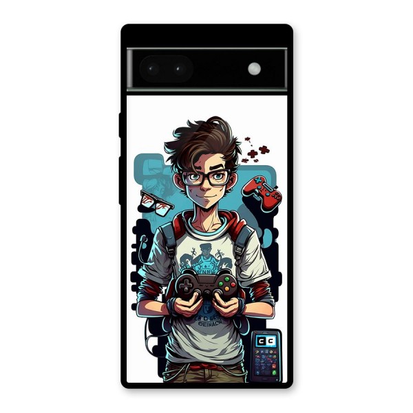 Cool Gamer Guy Glass Back Case for Google Pixel 6a