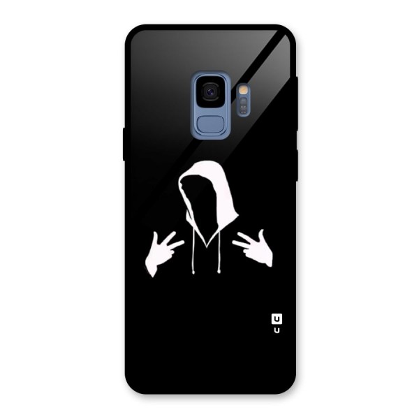 Cool Hoodie Silhouette Glass Back Case for Galaxy S9