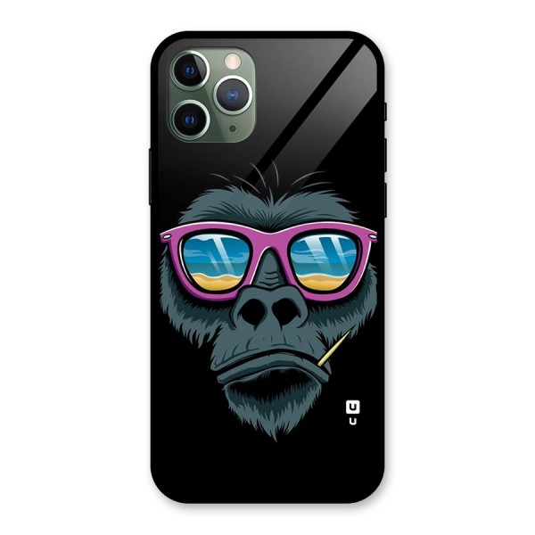 Cool Monkey Beach Sunglasses Glass Back Case for iPhone 11 Pro