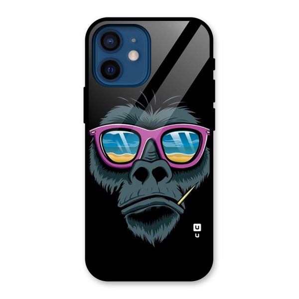 Cool Monkey Beach Sunglasses Glass Back Case for iPhone 12 Mini