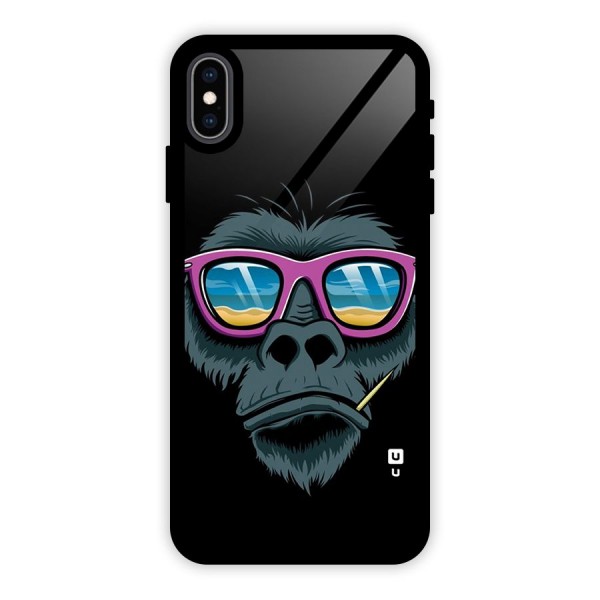 Cool Monkey Beach Sunglasses Glass Back Case for iPhone XS Max