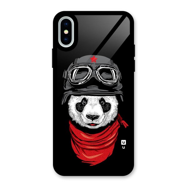 Cool Panda Soldier Art Glass Back Case for iPhone X